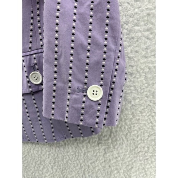 Ann Taylor LOFT Purple Stripe 3/4 Sleeve Button Front Blazer Jacket Size 6 - Picture 8 of 10